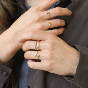 Lovi Diamond Green Quartz ring | 9K