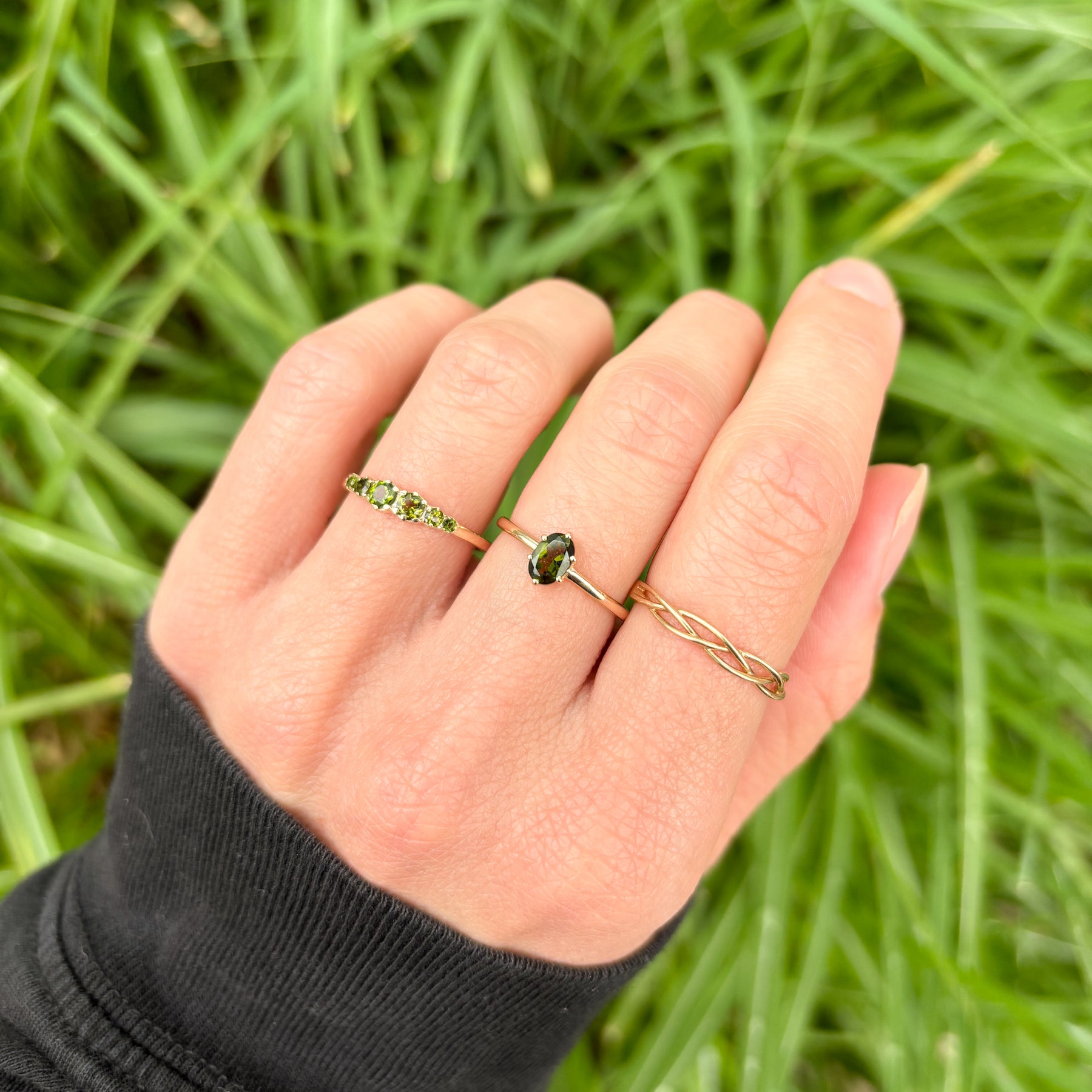 Ola Oval Green Tourmaline ring | 9K